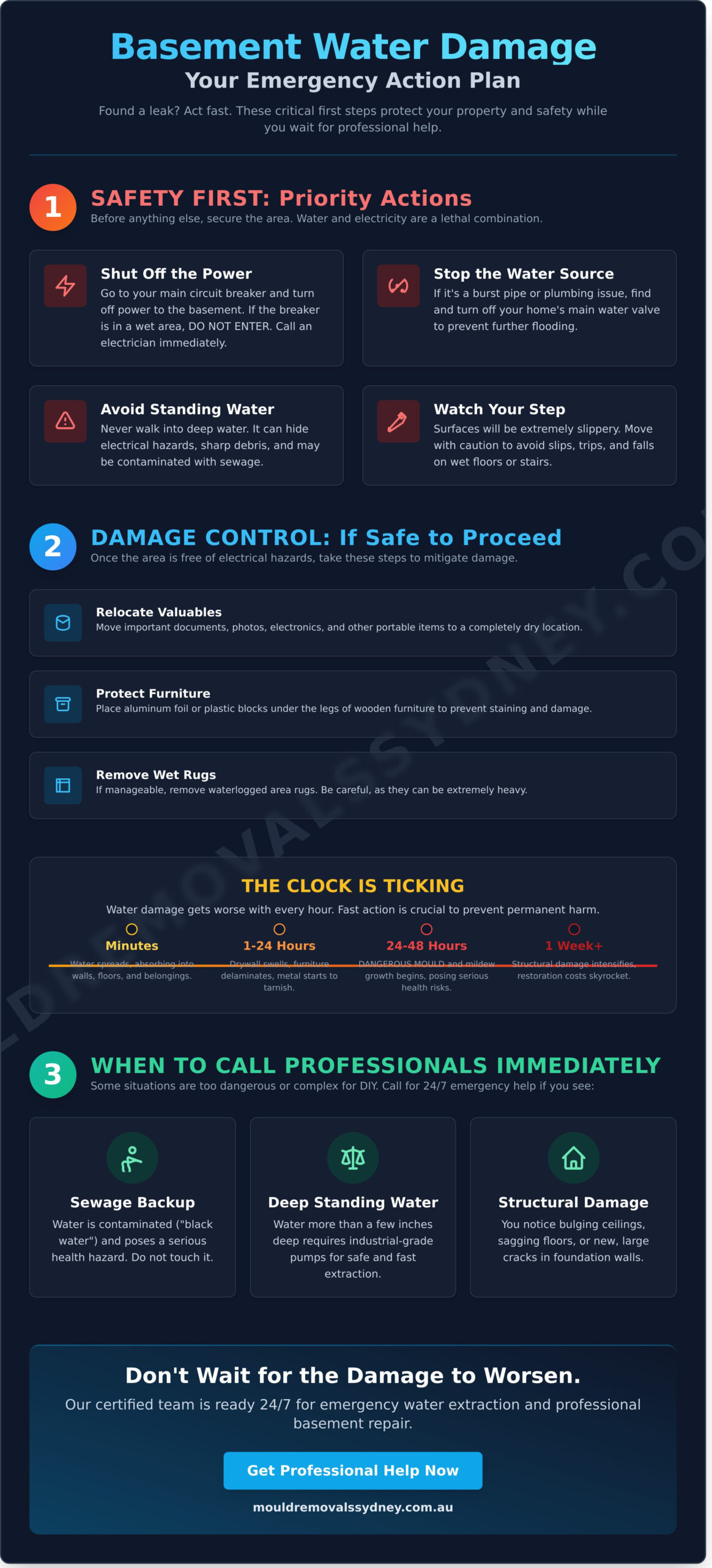 Basement Water Damage Repair: Your Complete Sydney Guide - Infographic