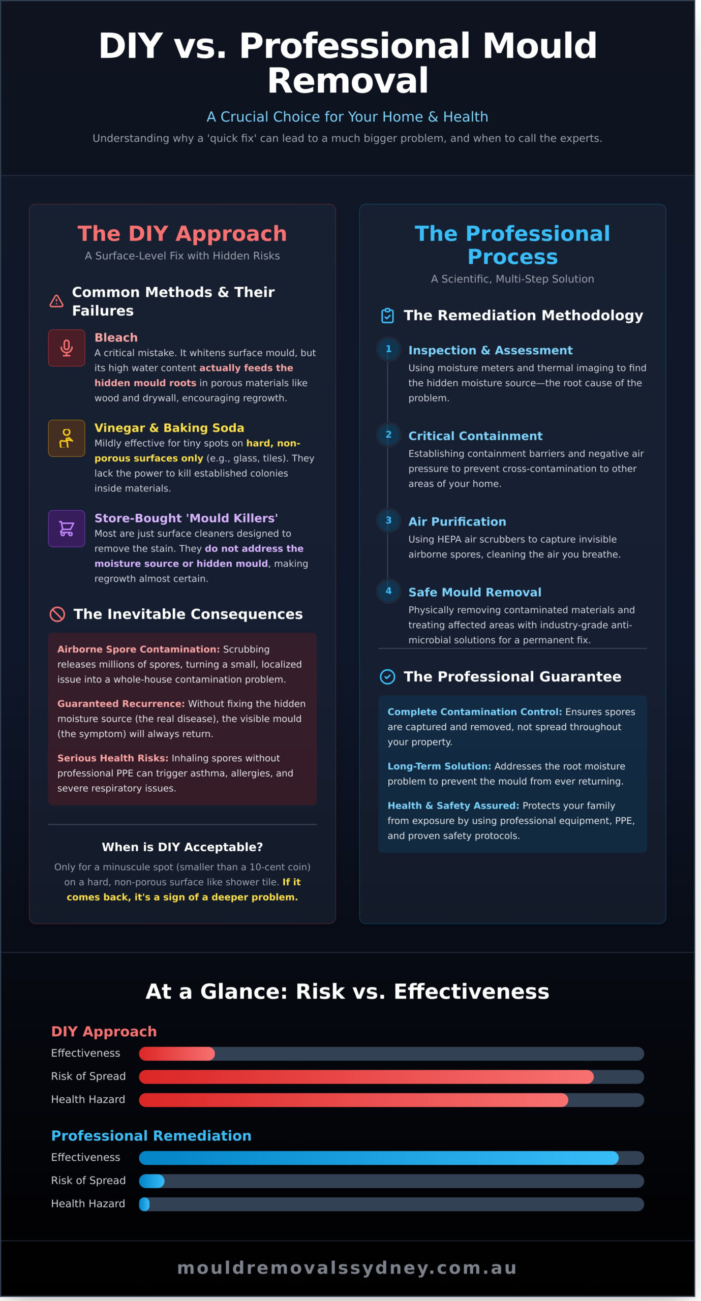 DIY Mould Removal vs Professional: A Sydney Homeowner’s Guide - Infographic