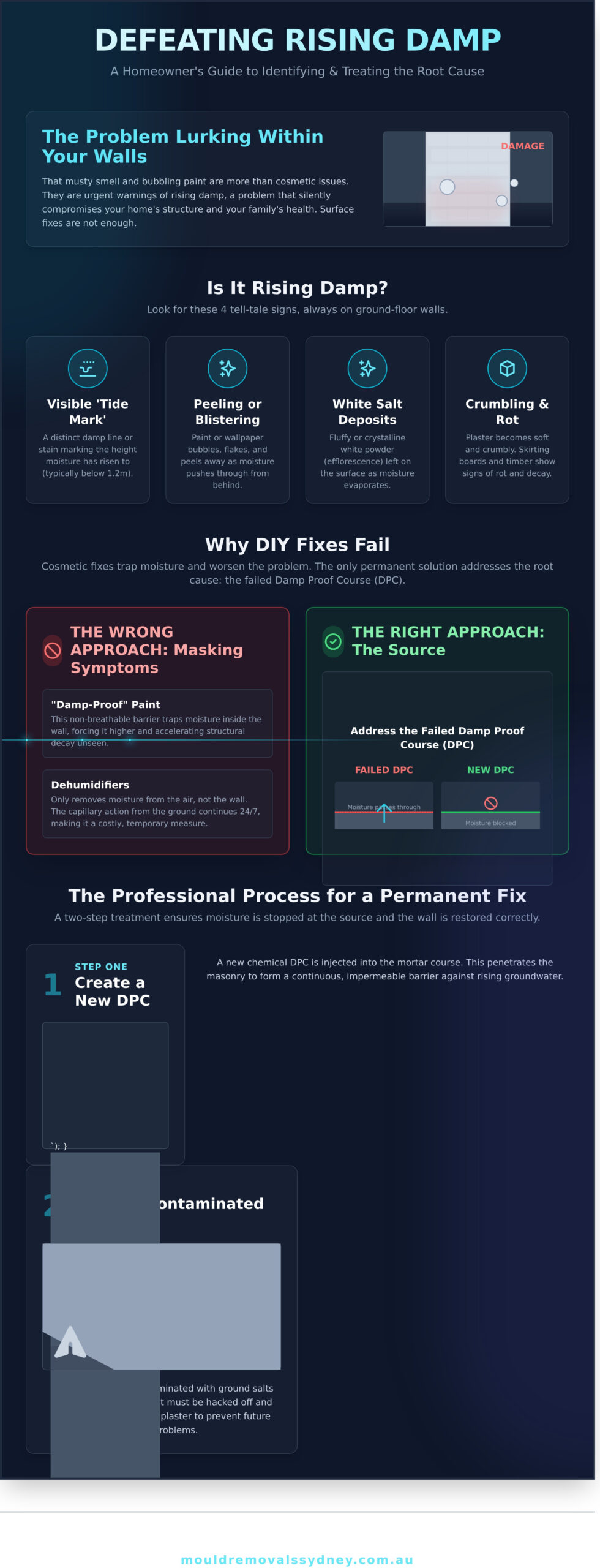 Treating Rising Damp on Internal Walls: A Complete Sydney Guide - Infographic
