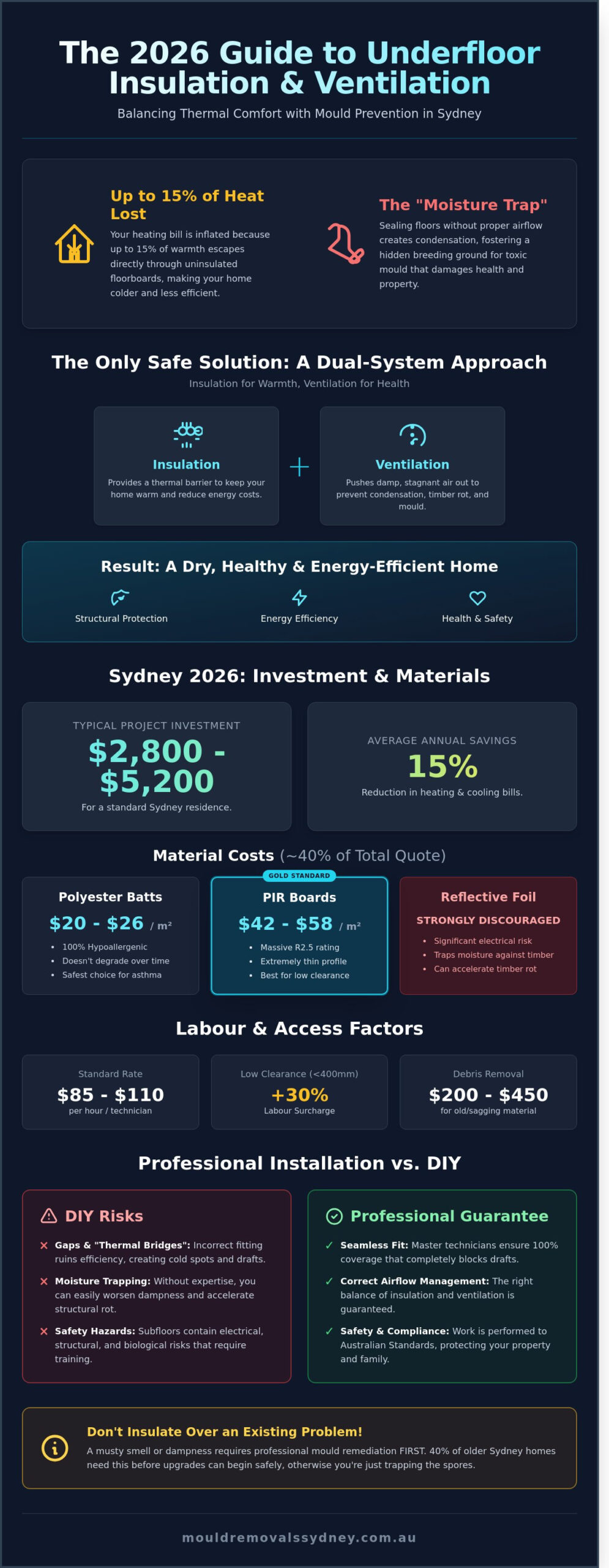 Cost of Underfloor Insulation and Ventilation: 2026 Sydney Pricing Guide