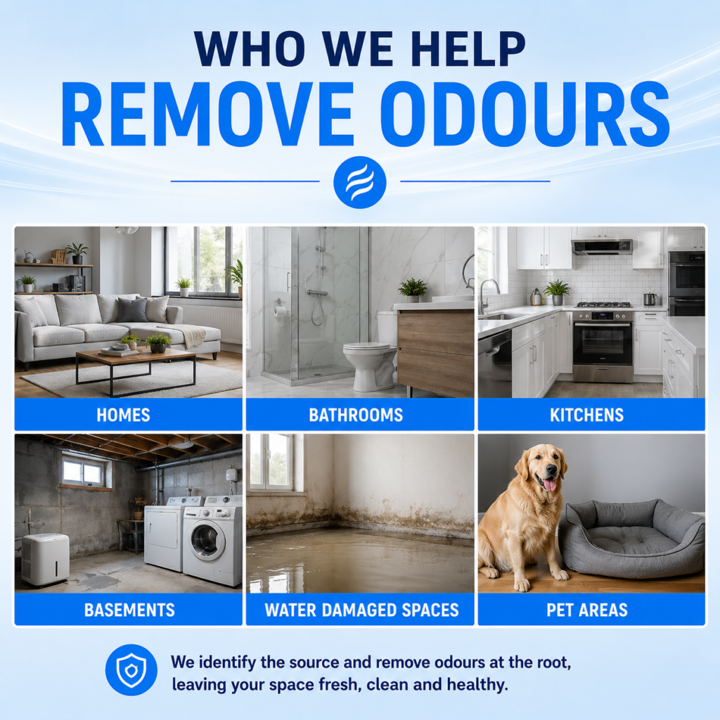Odour removal services for homes, bathrooms, kitchens, basements, water damaged spaces and pet areas in Sydney.