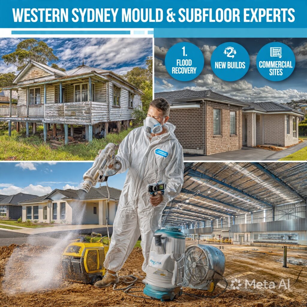 Western Sydney mould removal expert inspecting subfloor and home for infestation and property damage.